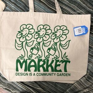Green Floral Market Tote Bag, NWT